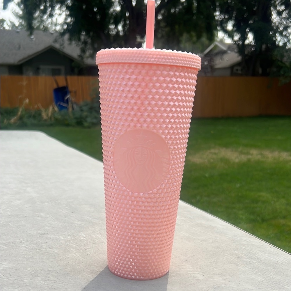 Starbucks Peach Pearl Pink Bling Studded Venti Tumbler 24 ounces